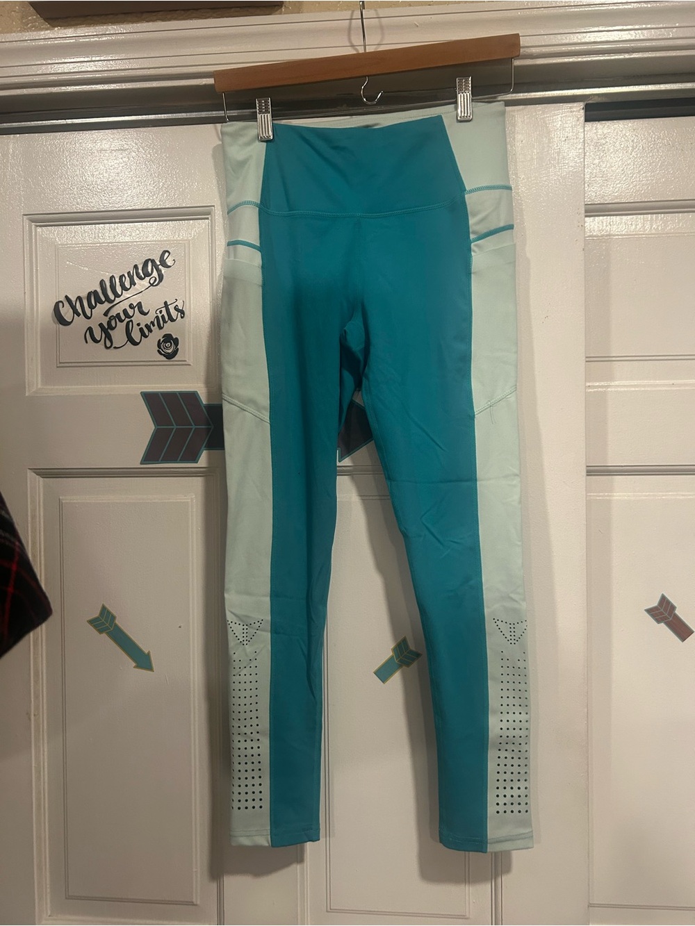 Teal and Mint Women's Track Joggers - High-Waist Active Leggings